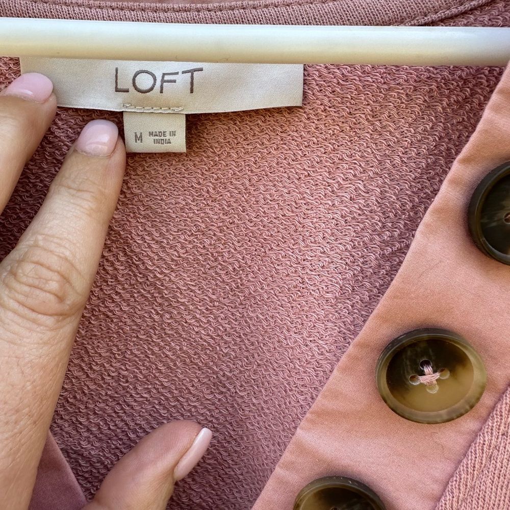 Women's Pink V-Neck Button Top - Picture 3 of 5